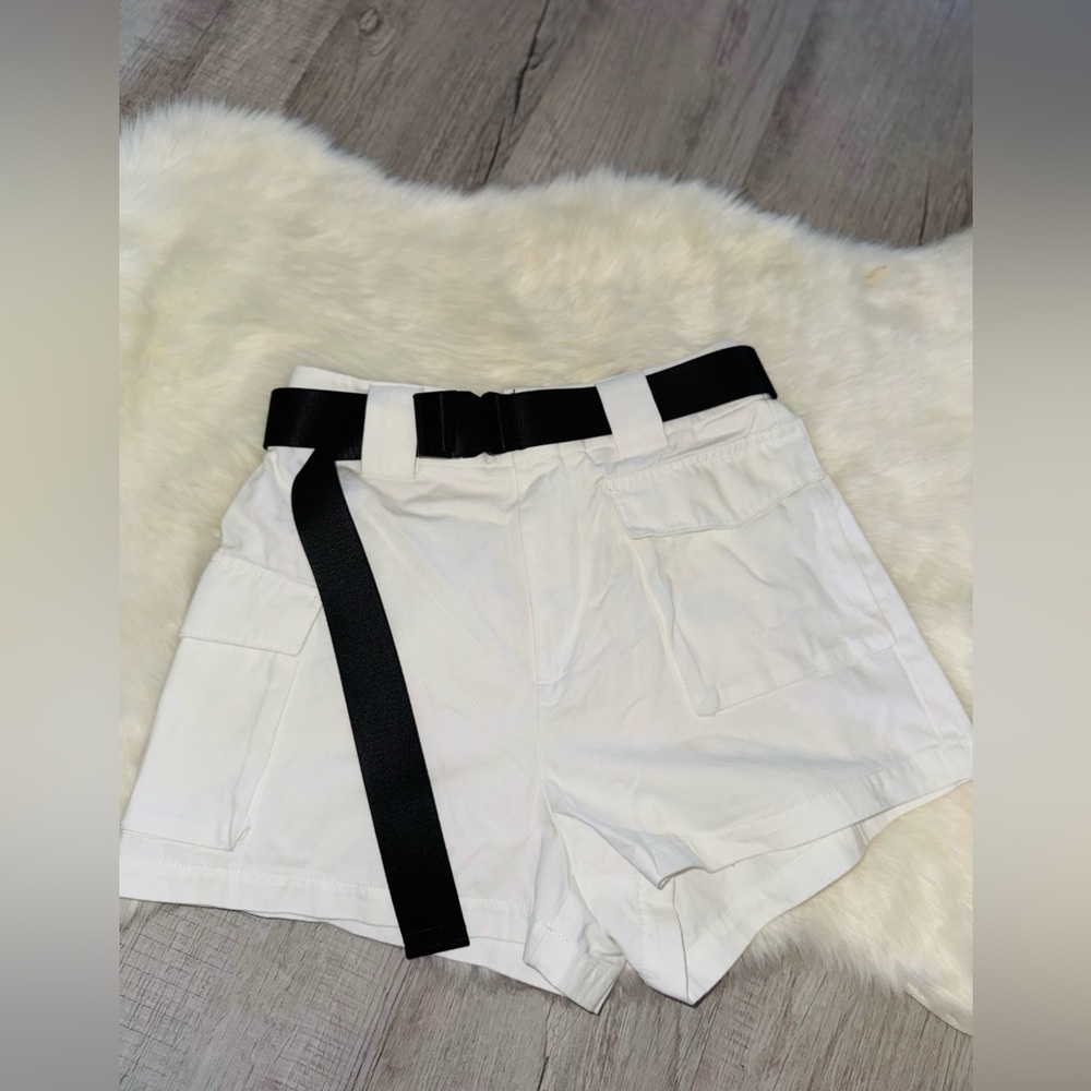 TNA Women's White Shorts with Black Belt
